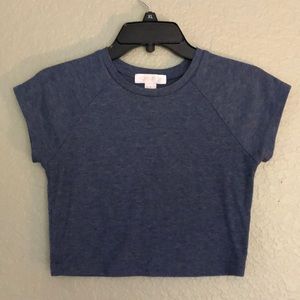 NAVY BLUE SHORT SLEEVED CROP TOP
